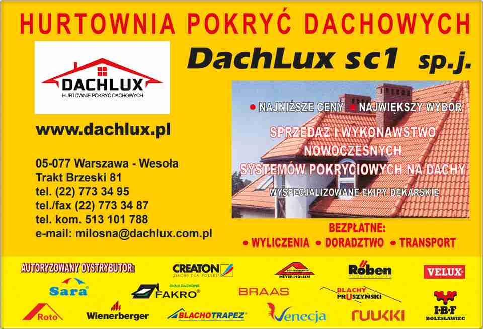 DachLux sc1 sp.jawna - dachówka WARSZAWA-WESOŁA dachówka WARSZAWA-WESOŁA